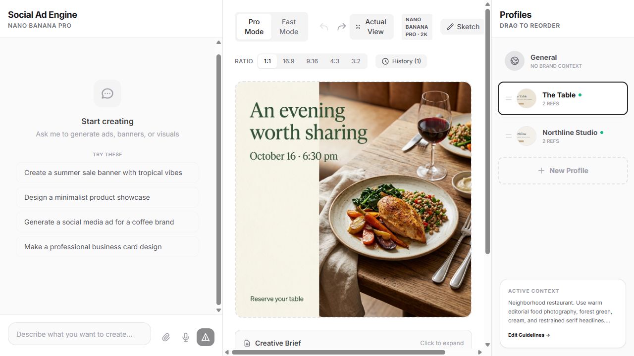Review a sample ad with the client context nearby.